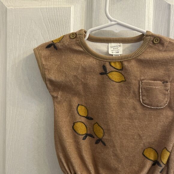 NWT Grayson Mini Bubble Romper Lemon Fruit Neutral 0-3M NEW Baby Girls Summer - Picture 4 of 13